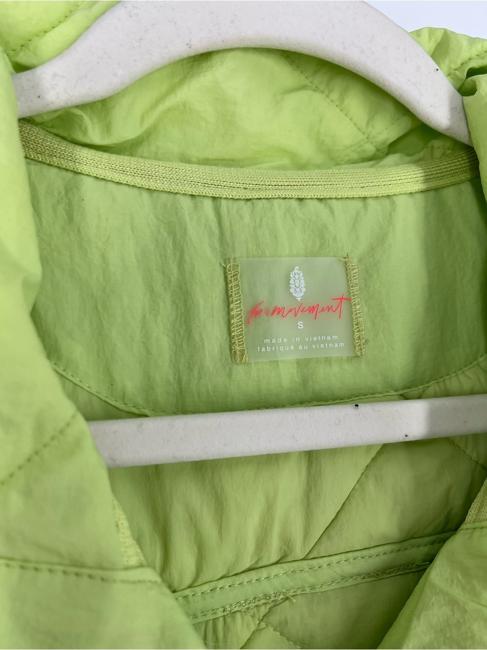 Free People Movement Quinn Lime Green Quilted Windbreaker Athletic Vest S NWT - Picture 3 of 8
